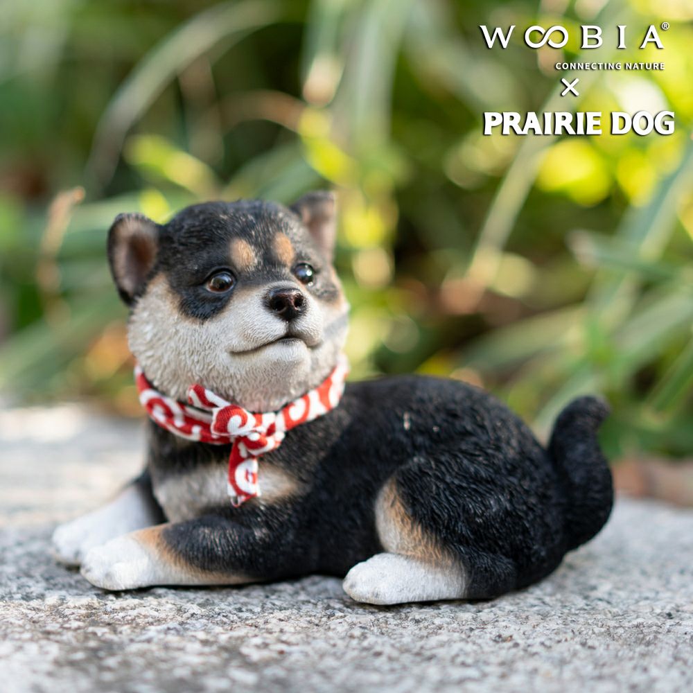 公式】プレーリードッグ | WooBia 横座り黒柴犬 15.5×8.5×10cm