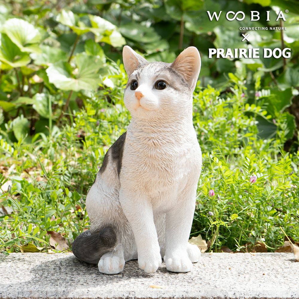 公式】プレーリードッグ | WooBia お座りサバトラ白猫（大） 25×17×30.5cm