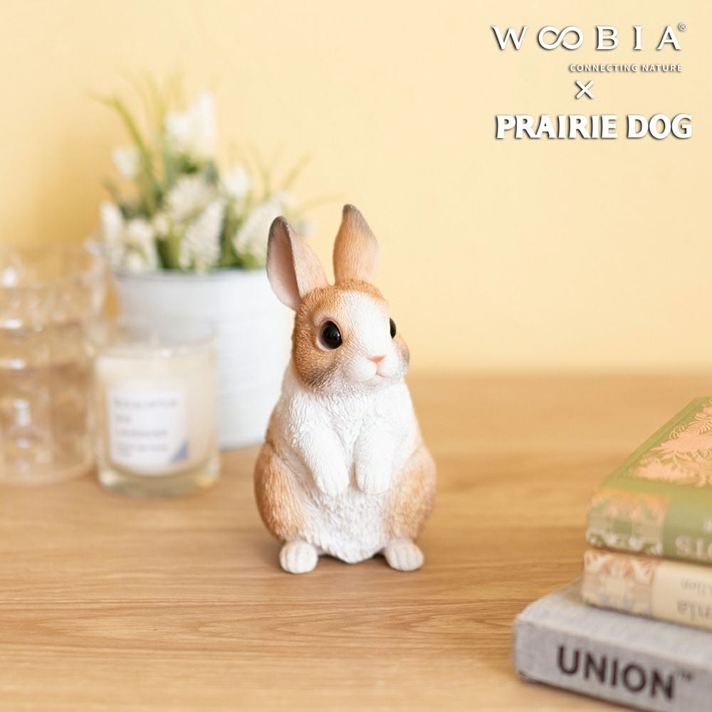 公式】プレーリードッグ | WooBia 立ちウサギ 白ブラウン 8×7×13.5cm